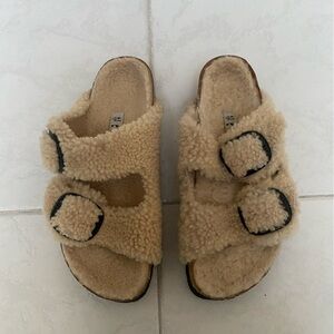 Birkenstock Tan Shearling Sandals